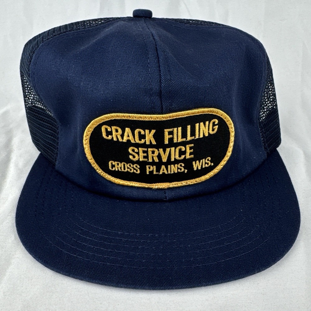 Vintage Crack Filling Service Trucker Hat Cross Plains WI USA Snapback